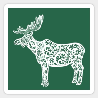 Moose Ink Art - cool animal design - on green Magnet